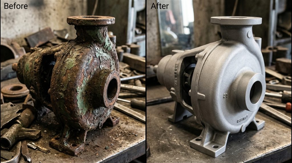 before/after of a Sandblasting Techniques