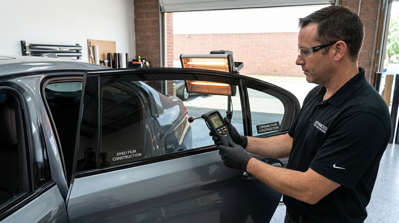 How Does Dyed Versus Ceramic Film Construction Change Heat Rejection in Window Tint?
